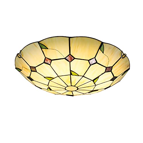 Plafonnier Tiffany LED en verre coloré de 40cm pour éclairage de chambre