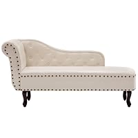 Chauffeuse Chesterfield Blanche Creme en Cuir Artificiel avec Accoudoir