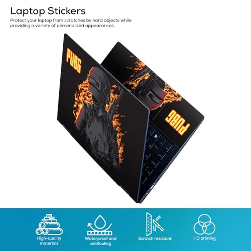 Image of Galaxsia PUBG Laptop Top+Wrist Pad Vinyl Laptop Skin /Sticker /Cover Upto 15.6 Inches Laptops Laminated-Removable-HD Quality Compatible for Hp-Dell-Sony-Lenovo-Asus etc.(15x10 Inches)