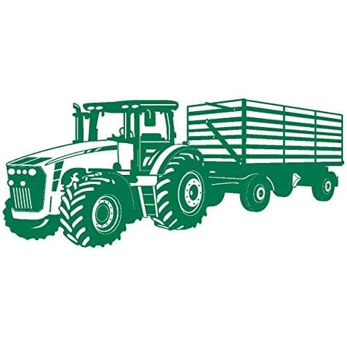 Samunshi® Wandtattoo Traktor mit Anhänger Trecker Kinderzimmer Kinder Wandaufkleber in 8 Größen und 20 Farben (100x42cm grün)