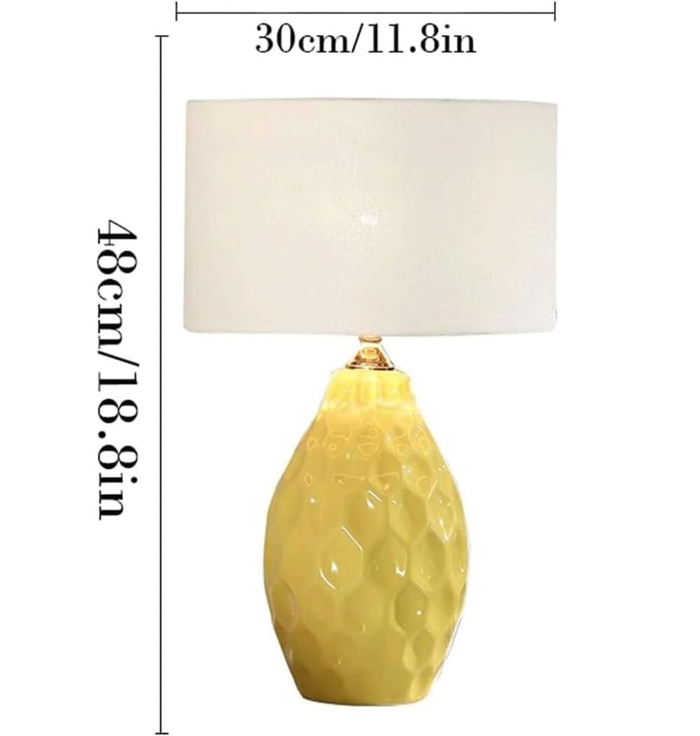 Lampa stołowa Lampy stołowe Lampka stołowa Lampka nocna Amerykańska ceramiczna lampka nocna Abażur z tkaniny Lampa nocna Nowoczesna lampka na biurko Lampka nocna Lampa biurkowa (Kolor: żółty, rozmia
