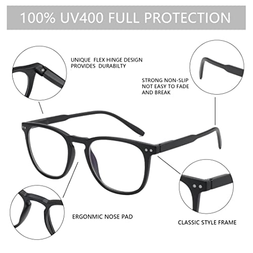 Image of BLUEMOKY Reading Glasses for Women Men, Blue Light Blocking Glasses 2 Pack, Computer Readers, Spring Hinge