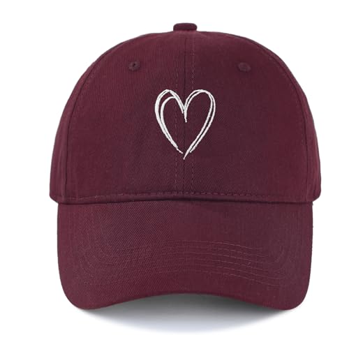 Womens Baseball Caps Cute Baseball Caps for Women Men Trendy Adjustable Cute Hats Ideal for Workout Golf Running Burgundy