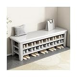 Genérico Zapatero Zapatero/Almacenamiento de Zapatos Zapatero de 2/3 Niveles, Organizador de Zapatos de Madera Maciza Blanca, Banco de Almacenamiento de Entrada, Banco de Zapatero Ajustable, soport