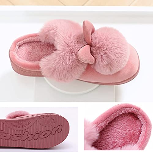 Women Cute Rabbit Ear Slippers House Non-Slip Soft Fluffy Bunny Slipper Indoor Winter Warm Plush Animal Shoes4