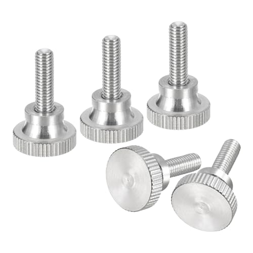 uxcell M5x16mm Knurled Thumb Screws, 5pcs 304 Stainless Steel Flat Knurled Head Thumb Screws Bolts with Shoulder Grip Knobs Fasteners