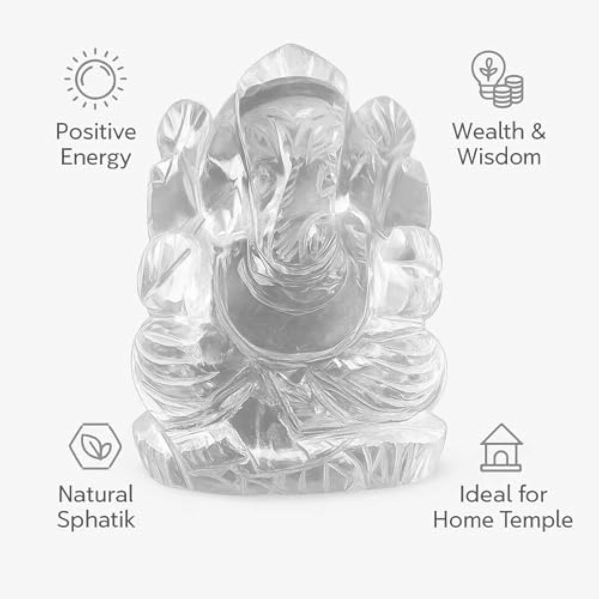 Certified Sphatik Ganesha AAA Grade Clear Quartz Idol