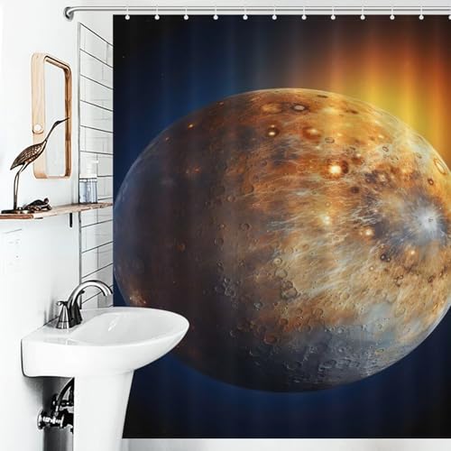 POLIUAWS Planet Venus Duschvorhänge, Schimmelresistent, Waschbar, Wasserdicht, Aus Stoff, Dekorativ, Für Kinder, Frauen Und Männer 56.30x70.87Inch（143x180cm）
