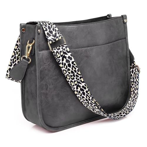 Image of AUYOCO Vegan Leather Crossbody Bags for Women, Crossbody Purse with Guitar Strap Zipped Pockets Handbag Shoulder Bag