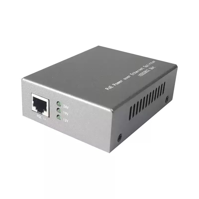 PS1224 Gigabit PoE Splitter IEEE 802.3bt Tipo 4 Alta Potencia 72W 12V 19V 24V Salida DC 10-100-1000Mbps Metal Unidad 1 para Cámara IP PTZ Industrial y AP Inalámbrico miniatura 4