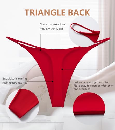 Image of chahoo Sexy Underwear for Women Thong Low Rise G-String Panties 5-Pack Low Waist T Back String Underpants Gift for Women