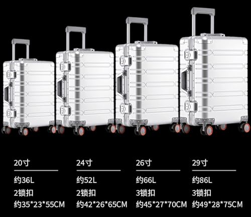Luggage Travel Gear Silent Light Cabin Luggage Abrasion Resistance All-Aluminum Magnesium Alloy Trolley Case(A,29")2