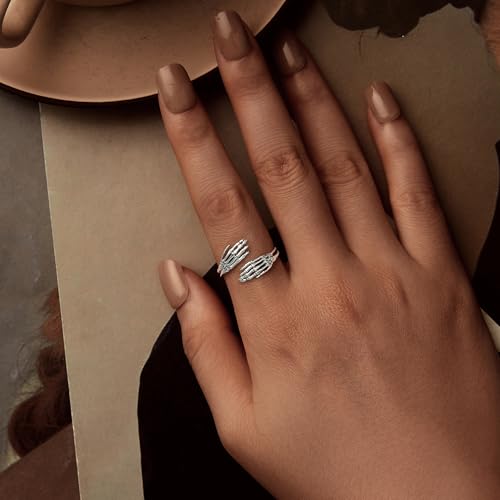 MUNDELL 925 Sterling Silver Vintage Hug Hand Adjustable Ring Retro Open Finger Rings for Women Promise Ring Stacking Rings Fine Jewelry2