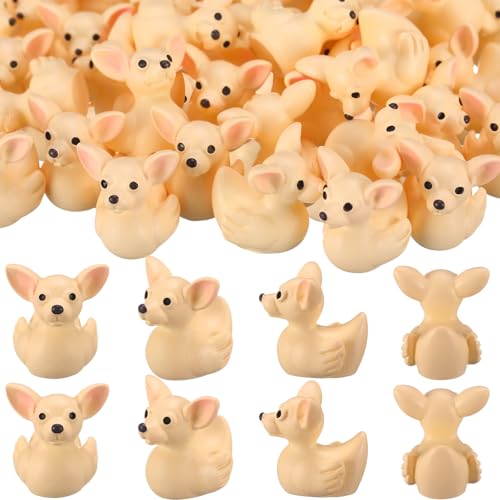 Geelin 50 Pcs Mini Chihuahua Duck Figurine Bulk Resin Tiny Chihuahua Figurines Small Dog Statue for Fairy Garden, Miniature Terrariums, Animal Gift Bag Fillers, Dog Lovers Gifts