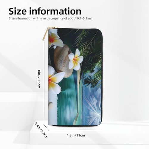 Tropical Flower and Zen Stone Printed Long Wallet for Women Men Cute Coin Purse with Card Holder4
