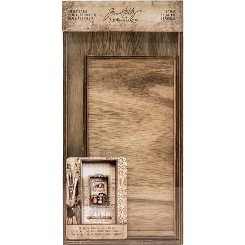 Vignette Tray by Tim Holtz Idea-Ology, Assorted Sizes, 2 Wooden Trays (TH93568)