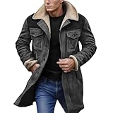 Komfort und Tragbarkeit: Das weiche Innenfutter sorgt für Wärme und ganztägigen Tragekomfort und macht diese Kunstlederjacke oder Wildlederjacke für Herren für Herbst und Winter geeignet. Ihre klassische Silhouette wertet sowohl lässige Oberbekleidung als auch Lederjacken für Herrengarderobenkollektionen auf.