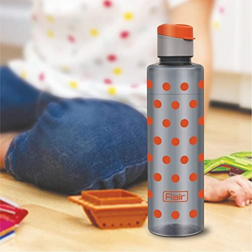 Image of Flair Polka Water Bottles with Fliptop Lid Set of 6 Pcs 1000 ML (Orange)