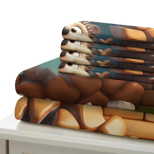 Linge de Lit Hérisson Impression 3D Premium Housse de Couette Microfibre 140x200