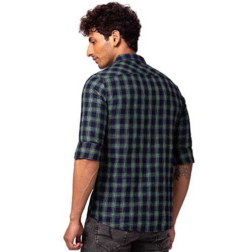 Image of Spykar Men's Slim Fit N /A Full Sleeve Checked Casual Shirts