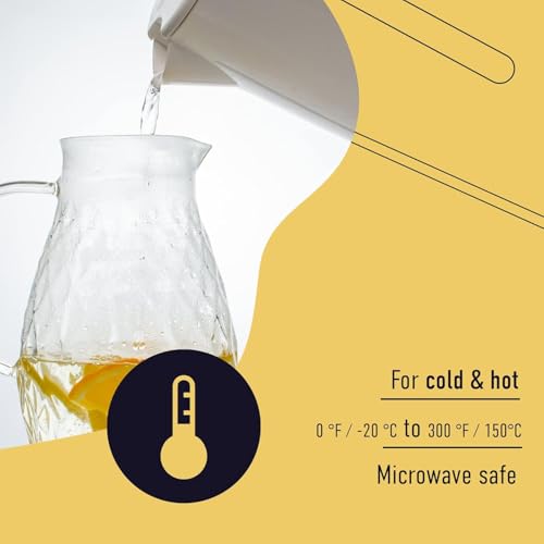 Caraffa in Vetro Borosilicato con Coperchio - Brocca di Vetro - Caraffa da 2L per Acqua Fredda e Calda con Fantasia Diamante, Caraffa per tè Freddo e Succhi - immagine 4