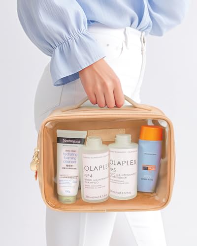 Image of LETGO Clear Makeup Bags - TSA Approved Toiletry Bag with Handle Large Opening, Clear Toiletry Bags for Traveling Travel Essentials Travel Size Toiletries Car Accessories for Women (Large Sand)
