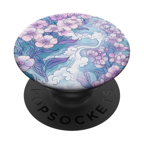 Korean Lilac flower in Aesthetic grunge retro Kpop vaporwave PopSockets Adhesive PopGrip