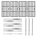Hiorucet Grill Replacement Parts for Oklahoma Joe's Longhorn Combo 3-Burner Charcoal Gas Smoker Grill 15202029 16202046 12201767 14201767 18202083, Oklahoma Joe Grill Grates, Heat Plates, Burners