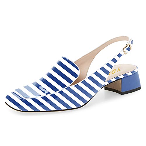 Image of YDN Women Closed Square Toe Block Low Heels Slingback Formal Loafer Dressy Shoes Office Lady Pump Size 4-15 US