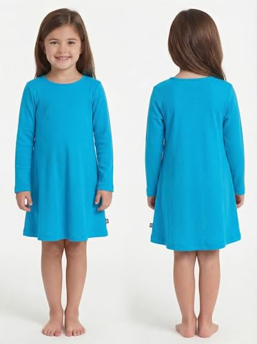 Image of City Threads Girls' 100% Cotton Long Sleeve Dress - Active Kids School, Playing, Parties - Made in USA