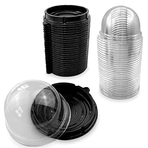 Treat Box Pack 50 - Pack Mini Cupcake Containers for Desserts - 2.8 x 2.8 Plastic Food Grade Mini Cupcake Boxes | Desserts Containers and Holiday Gift Wraps with Transparent Lids Great for Parties