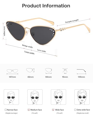 SOJOS Retro Cateye Sunglasses Womens Trendy Narrow UV400 Protection Sun Glasses SJ12414