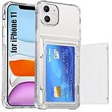 Lumobrilla Clear Wallet Case for iPhone 11 Case with Card Holder(Store 4 Cards) Anti-Yellow Anti-Scratch Heavy Duty Protective Shockproof Hidden Card Slot Phone Case for iPhone 11,Clear