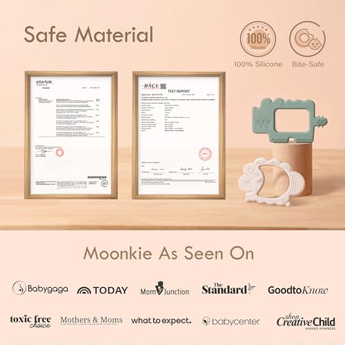 Image of Moonkie Teething Toy, Safe and Easy to Hold, Soothing BPA-Free Silicone Teethers, to Prevent Finger Sucking, Best for Babies 0-6-12 Months (Crocodile Sage, 1 Pack)