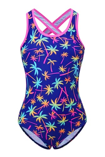 Image of Akokvlar Girl One Piece Swimsuit Rainbow Mermaid Bathing Suit Floral Swimwear