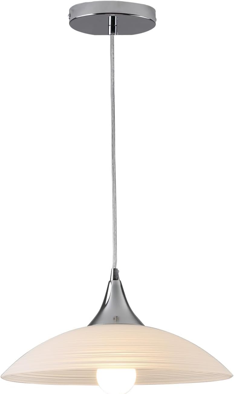Lustre d'îlot de cuisine en verre blanc avec finitions haut de gamme
