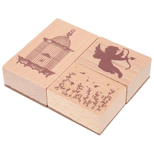 HEALSOPTHY 1箱 クラフトスタンプ コンパクト木製印章 かわいい天使デザイン ジャーナリング カード作成向け 手帳装飾に