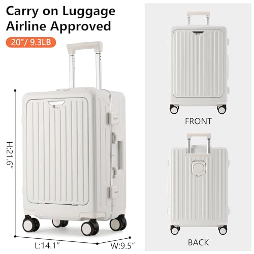 Caarany Carry On Luggage 22X14X9 Airline Approved, Pc Lightweight Hardside Suitcase With Spinner Wheels thumb #5