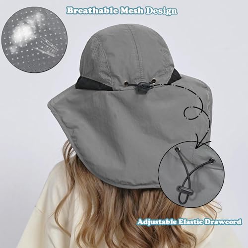 Image of ZOORON Kids Sun Hat with Neck Flap UPF 50+ Beach Hats for Baby Boys Girls