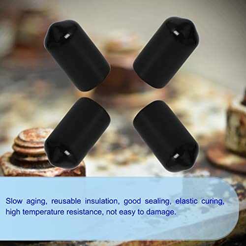 Image of Rubber Round End Cap Cover 3 /10 Inch (7.5mm) Screw Thread Protectors PVC Flexible Tubing Pipe Protective Bolt Screw Thread Protector Safety Cover | for Pipe Post Tubing Rod Cover 100 Pcs (Black)