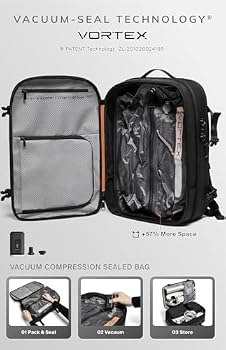 BlackVoyage Vortex Vacuum Seal Travel Backpack 60L Expandable Air