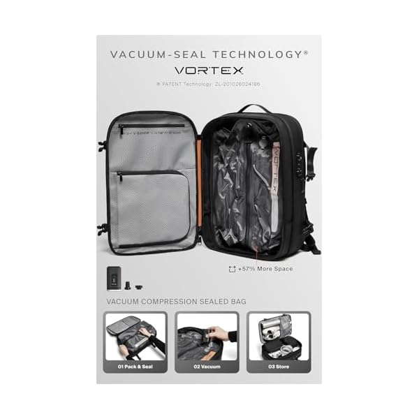 BlackVoyage Vortex Vacuum Seal Travel Backpack 60L Expandable Air ...