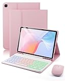 MicroTunk para Samsung Galaxy Tab S6 Lite (2024/2022/2020) 10.4 Pulgadas Funda con Teclado inalámbrico Bluetooth retroiluminado (Teclado QWERTY, distribución española) y ratón