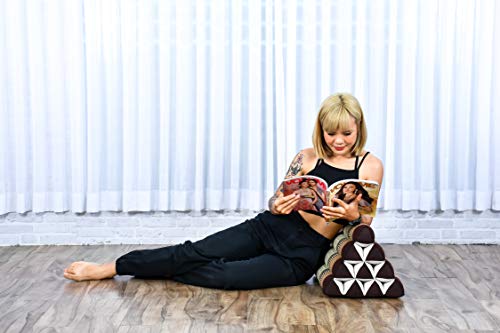 Image of Leewadee Triangle Cushion - Comfortable Backrest for TV or Reading, Incline Pillow for Relaxing Made of Kapok, 20 x 13 x 13 inches, Brown
