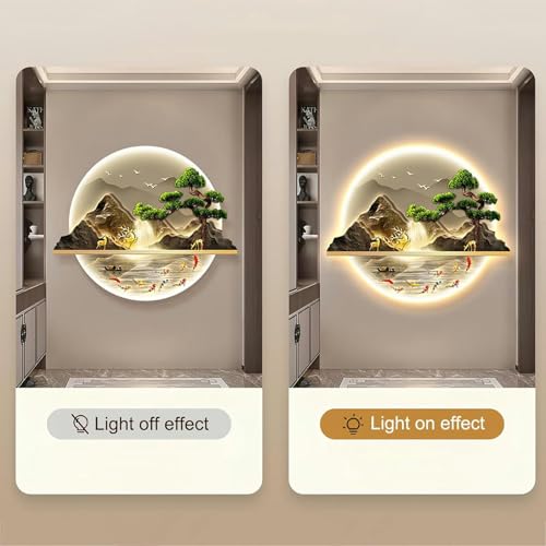 Sculpture murale 3D LED style chinois traditionnel pour entrée - 6