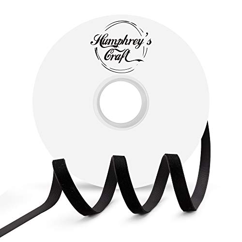 Humphrey's Craft 3/8 Inch Wide Black Crushed Velvet Ribbons Spool - 15 Yards Variety of Color Perfect for Sewing, Gift Wrapping, Jewelry Making, Wedding Decorating, and All Crafting Projects.