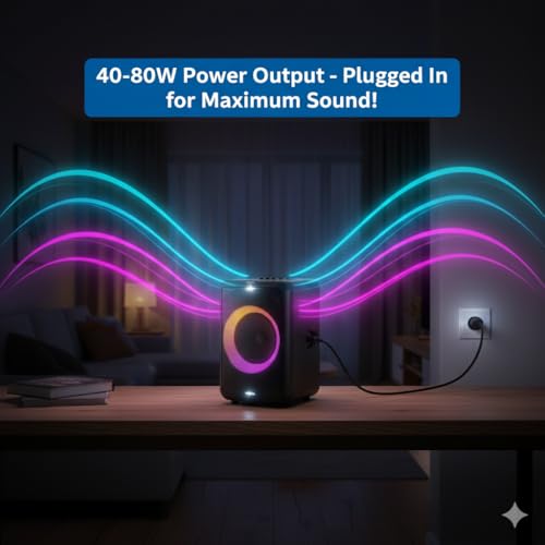 Image of Philips X3206 Bluetooth Party Speaker - 14 Hours Play Time, Deep Bass, Party Lights, Karaoke Effects, Mic & Guitar Input, 80W Max Power, Black
