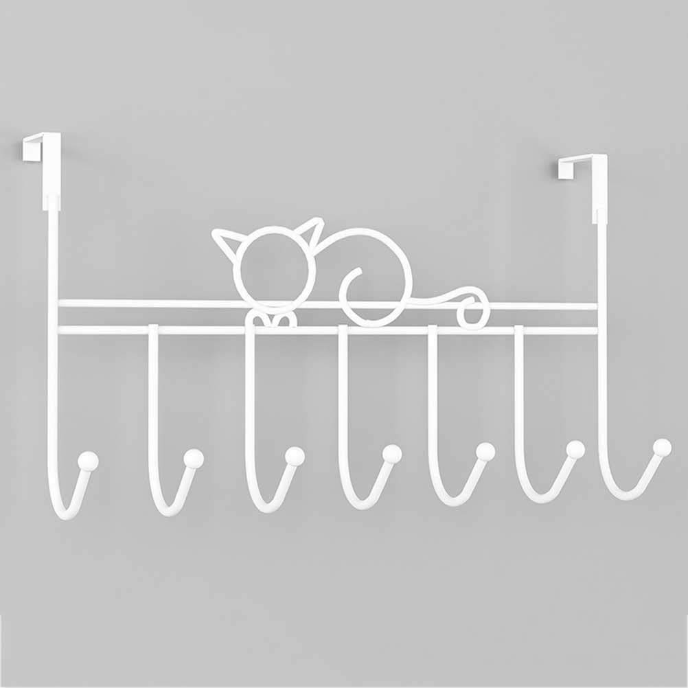 ISCBAFYX Appendiabiti a 7 Ganci sopra la Porta Appendiabiti in Ferro Arte Borsa Vestiti Chiave Sciarpa appesa Bagno Cucina Decorazione della Porta sul Retro della casa/bianco/22 * 41,7 cm