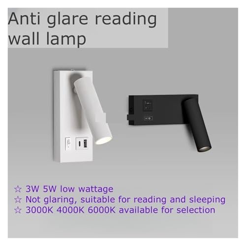 Lámpara de pared LED de ajuste flexible 5W con puerto de carga USB-C 4