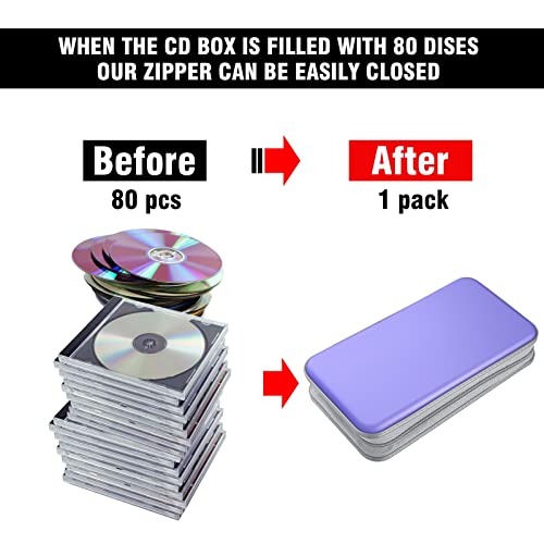 Bivisen Cd Case Wallet, 80 Capacity Dvd Vcd Media Blu-Ray Case Wallet Holder Storage Organizer (Light Purple) #TOP3